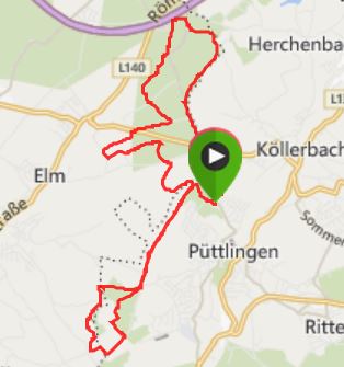 Waldlauf bei Püttlingen 16,99 km / Durchschnittspace 5,47 / 181 hm